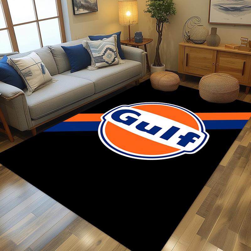 Tappeto con logo Gulf per soggiorno e camera da letto, tappetini per pavimenti, tappetino da bagno artistico, alla moda