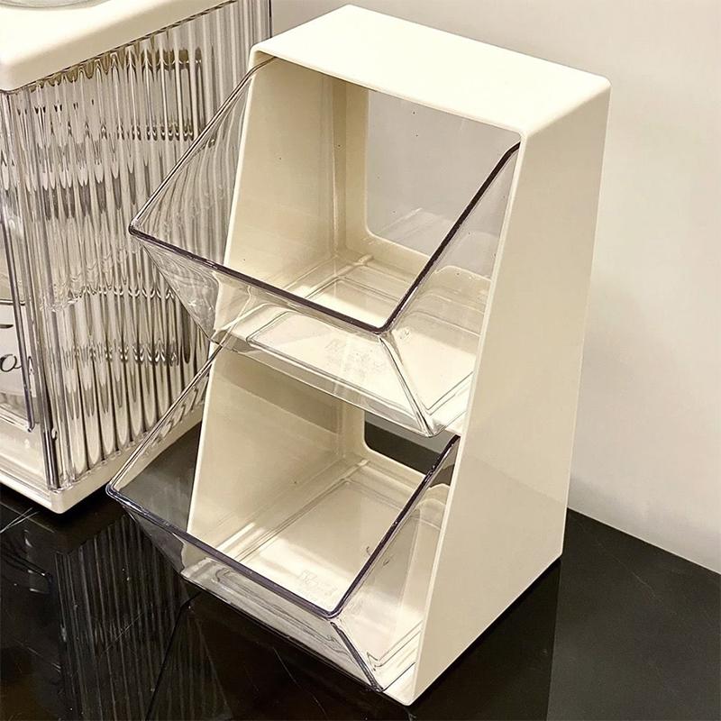 1Pc Acrylic Transparent Tea Bag Storage Box With Lid Office Multifunctional Storage Box Organizer Coffee Bag Compartment Box