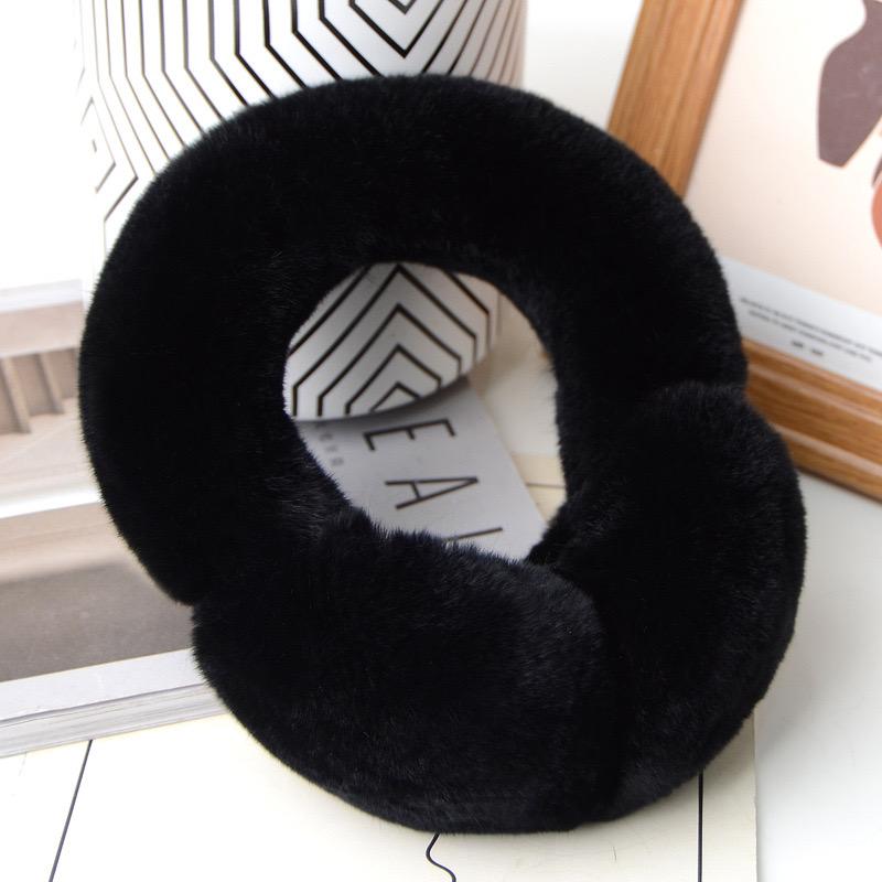 100% Natural Rex Rabbit Fur Earmuff Comfort Furry Plush Warm Frostproof Collapsible Ear Muffs for Women Ladies Winter чёрный