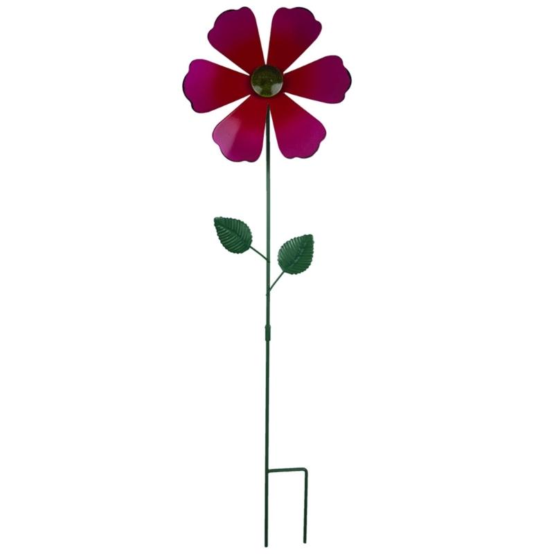 

Weather Resistant Metal Windmill Spinner Sculpture For Patios Or Lawn Yard Garden Outdoor Spaces Rotating Art Decoration ярко-розовый