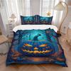 3pcs Halloween Pumpkin Duvet Cover Set - Machine Washable, Includes 1 Cover and 2 Pillowcases, No Core Included Yy251013127
