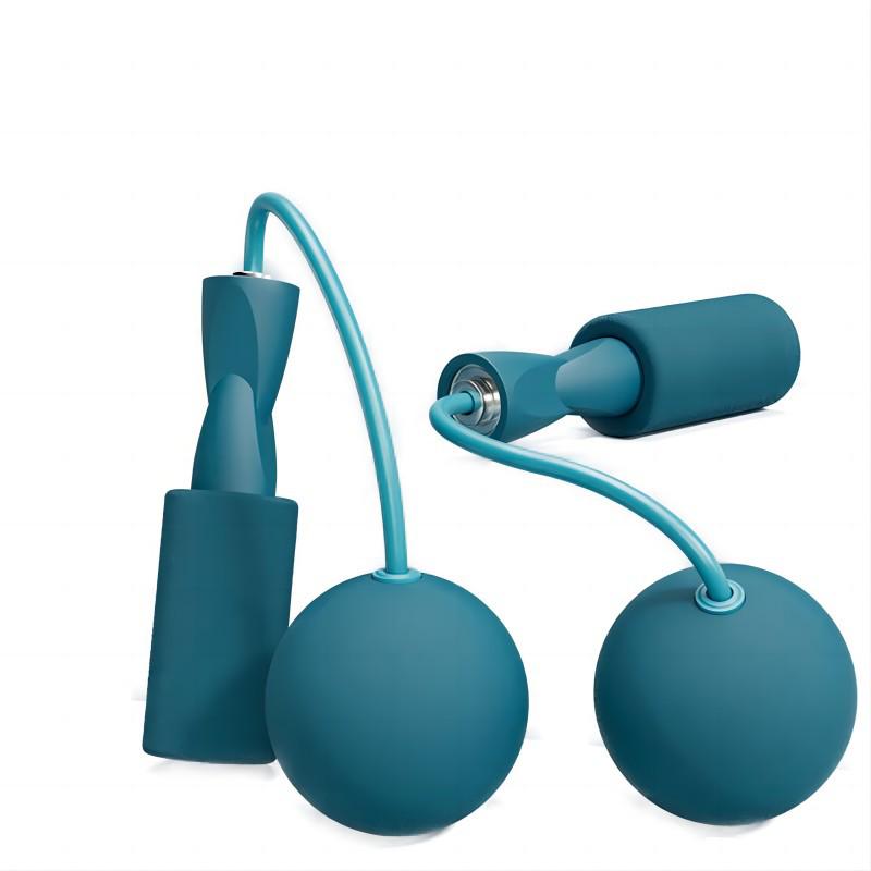 Cordless Quiet Dual-Use Weighted Jump Rope with Big Fitness Ball for Indoor Exercise