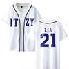 KPOP None of My Business Merch Baseball Jersey T-shirt YUNA RYUJIN CHAERYEONG LIA YEJI V-Neck Short Sleeve Graphic Tees