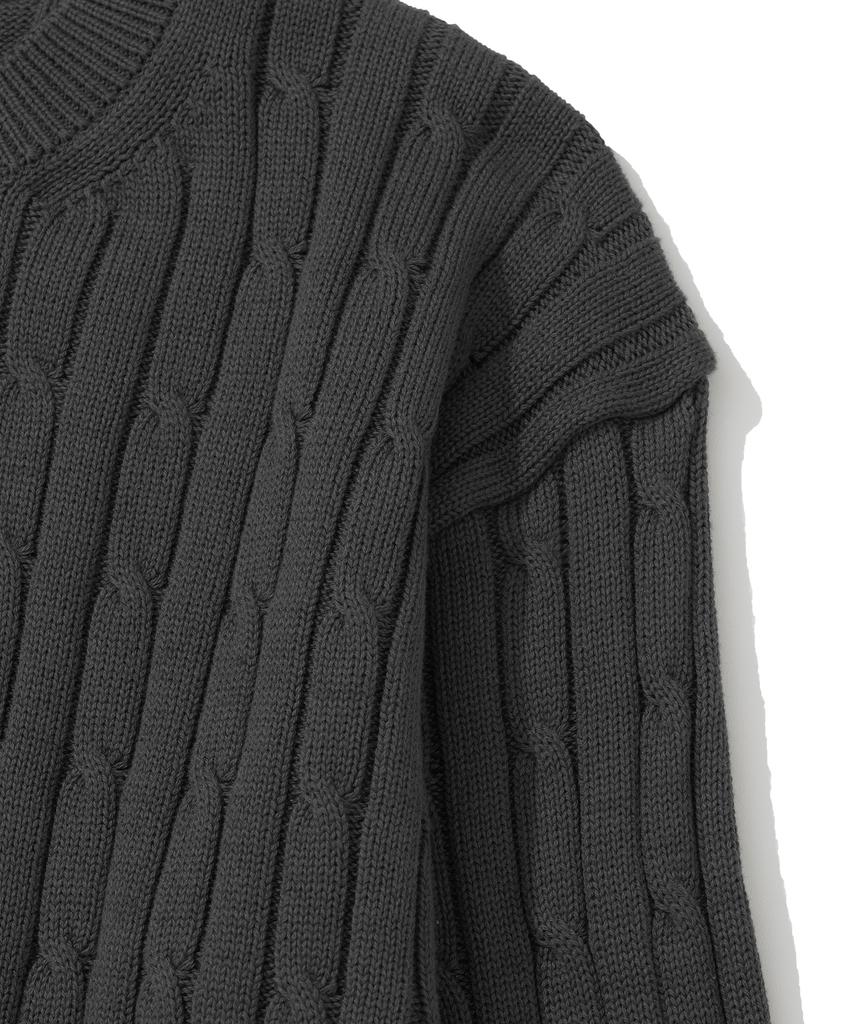KNITTED [Nitied X Fashion Planet] Cable Round Knit Charcoal