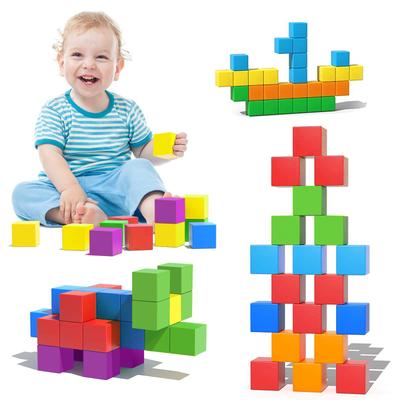 Montessori Lernspielzeug für Kinder Bausteine Plastikpuzzle 3,3 cm Magnetische Würfel für Kleinkind Baby Kinder Weihnachtsgeschenke