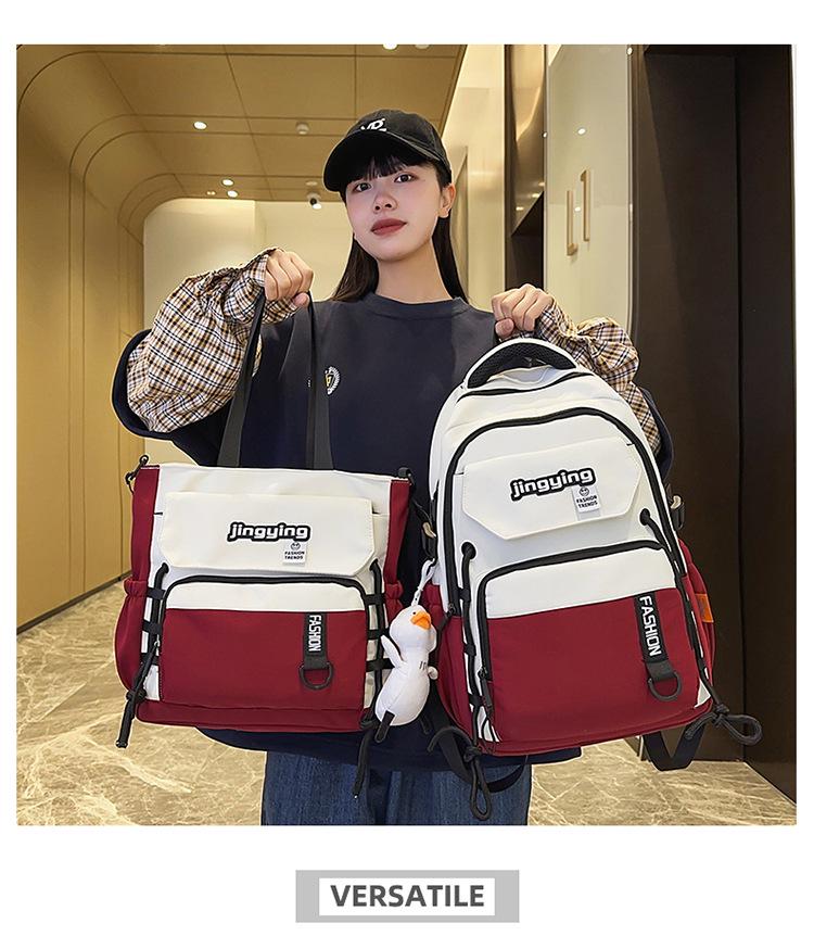 Lulu Japanese Casual Backpack Set: Large Capacity Schoolbag for College, Junior High Students, and Men & Women's Portable Use.