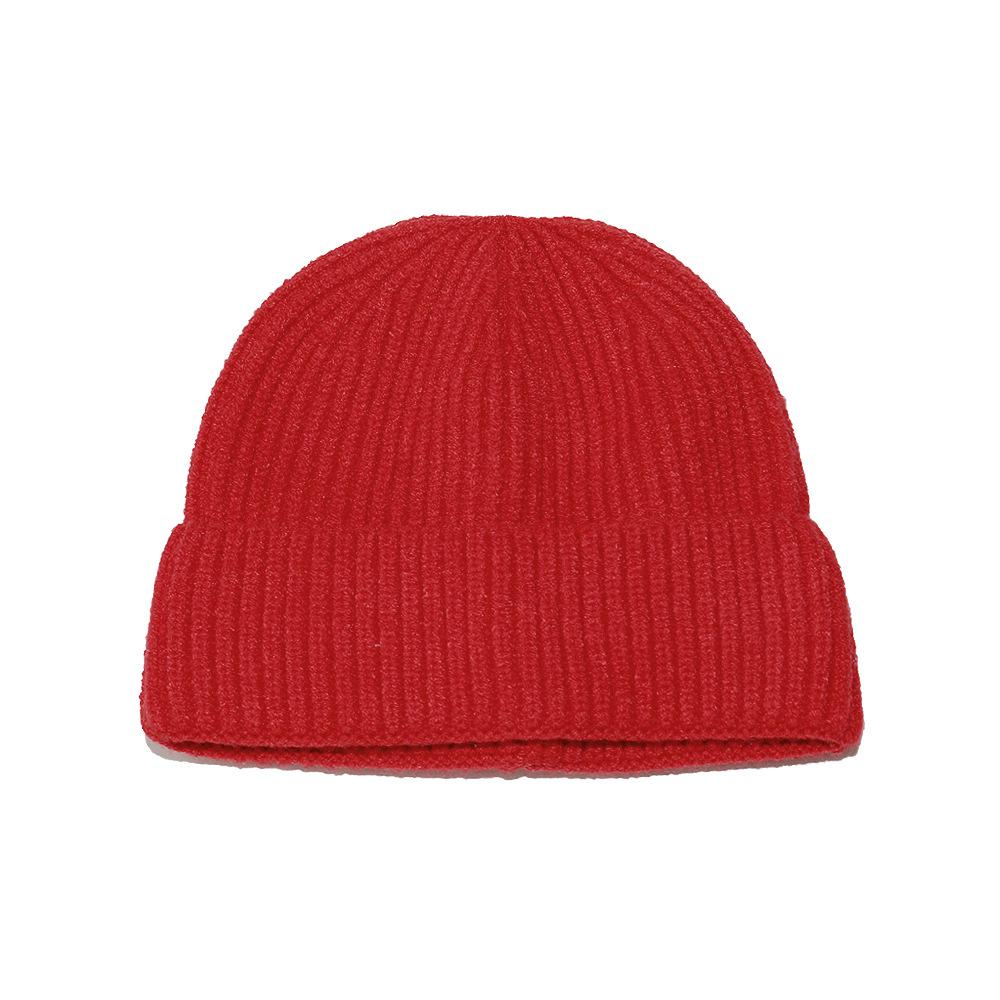 Cold hat men's winter warm solid color short melon fur hat men's dome wool knitted hat retro beanless winter hat