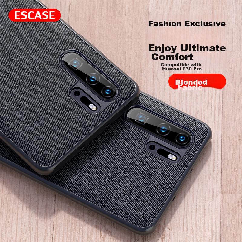 ESCASE Huawei P30 Pro Phone Case, P30 Pro Protective Cover, Creative Full-Edge Anti-Drop Leather Back Cover, ES-19 Deep Black
