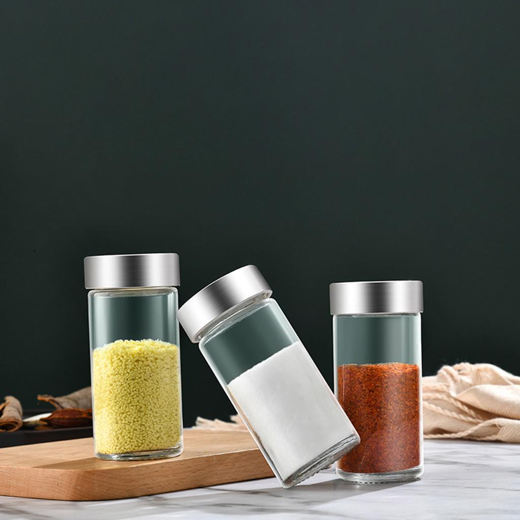Kitchen Utensils Round Glass Spice Bottle Household Sprinkler Bottle Swivel Opening Closing Spice Set