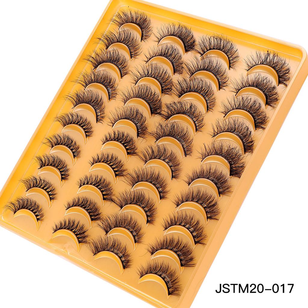 20 Pairs Of Thick Fried False Eyelashes Naturally Curled Imitation Mink Eyelashes