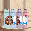 1PC Number Six Milk Bottle Combo Print 750ml Color Plastic Water Bottle Leakproof Flip Straw Lid For Sports Office Home Use