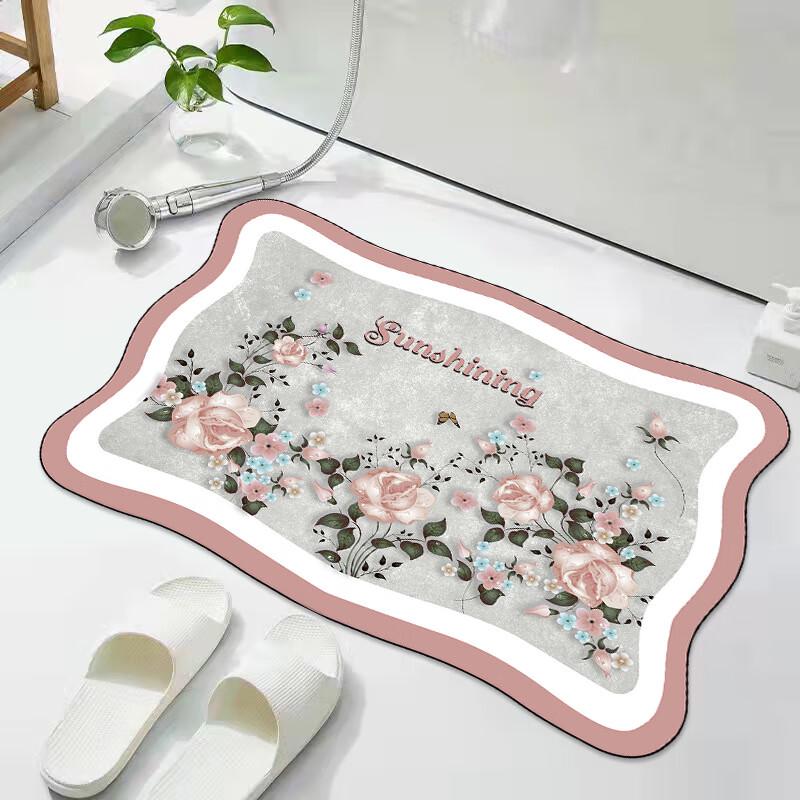 Fresh Floral Absorbent Anti-Slip Floor Mat