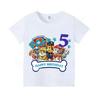 Children's Cartoon Paw Patrol Cotton T-shirt, Numbers 1-9, Short Sleeve, European and American Style