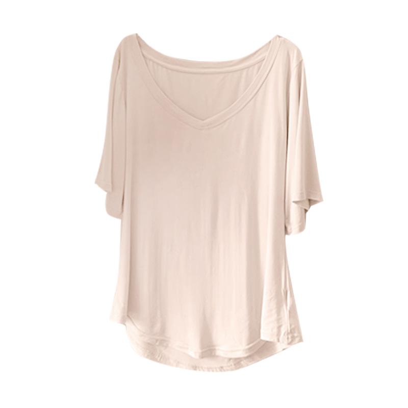 Water-sensitive tee large V-neck T-shirt women's short-sleeved summer new loose and thin versatile mask T