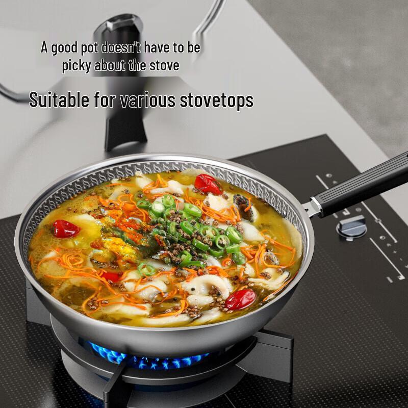 Debolai 304 Stainless Steel Honeycomb Non-Stick Wok 32cm