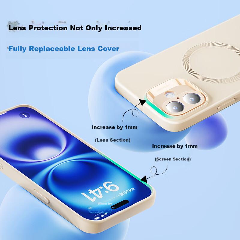 Case with Camera Button for with Magnetic Attraction, Ultra-Thin Liquid Silicone, Full Lens Protection, Air Cushion Case for Charging, Cyan Color