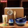 6PCS Matcha Tea Set Ceramic Matcha Bowl Bamboo Whisk Scoop Teaspoon Sifter Vintage Song Dynasty Tea Ceremony Kit