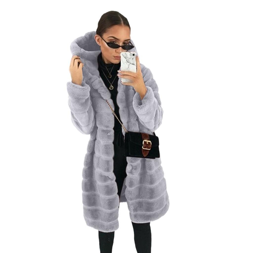 Women's Winter Mid-Length European & American Slim Faux Fur Coat