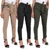 DYS Women Clothing Casual Belted Elastic High Waist Harem Pants Long Trousers