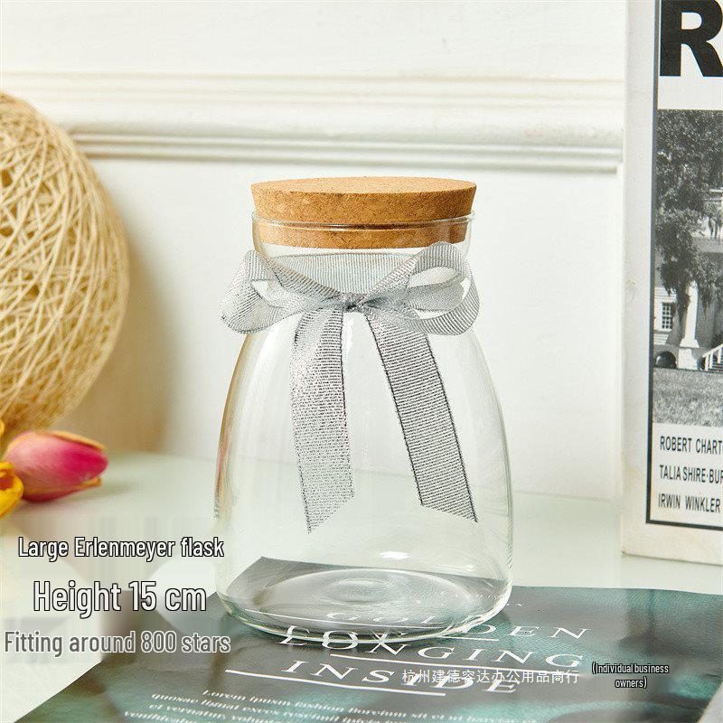 Creative Glass Bottle with Sand, Shells, Lucky Stars, Paper Cranes, and Rainbow Pentagrams
