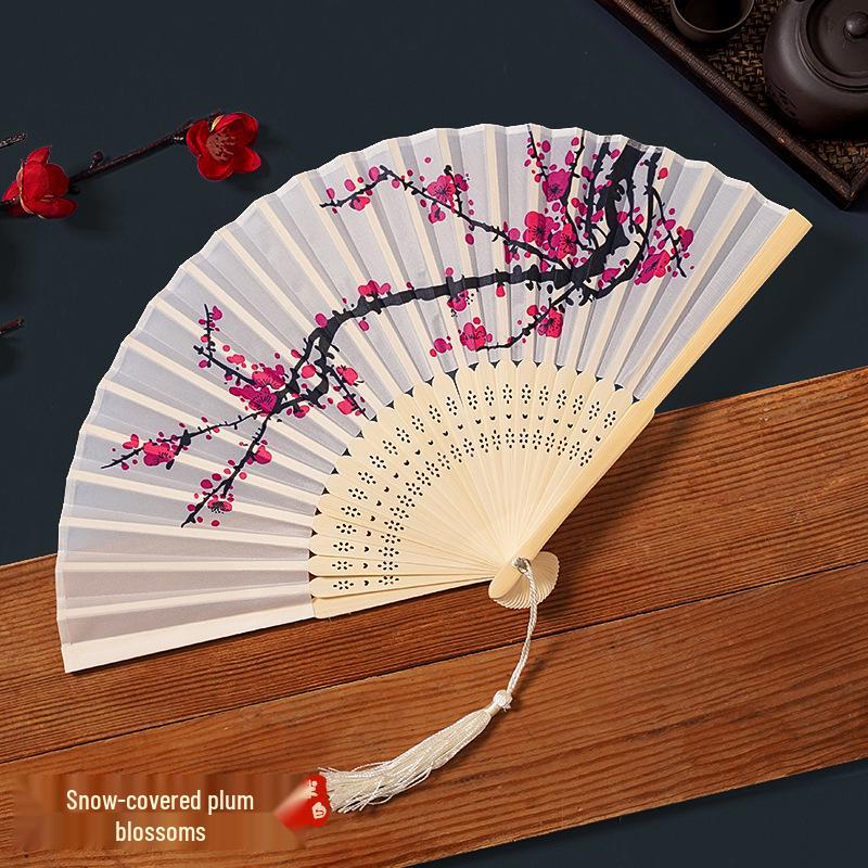 Traditional Chinese Folding Fan for Women and Children - Portable, Small, Perfect for Hanfu, Qipao, Dance, and Summer Use