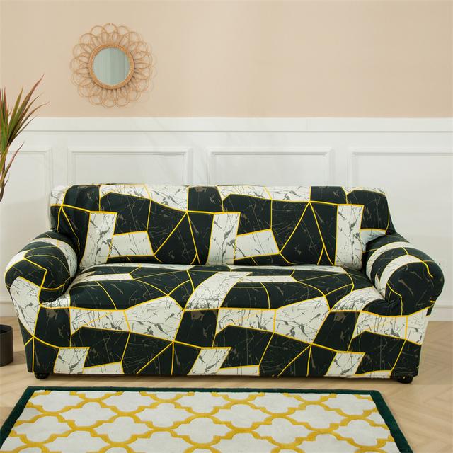Geometrische große Sofabezüge für Wohnzimmer Ecke Chaiselongue Couch Schonbezüge elastische Sofaschutz Stuhl Sesselbezug 1 Stück