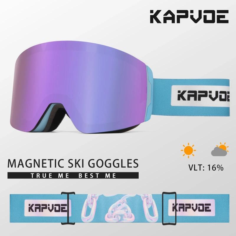 Gafas de Esquí Adaptables Luz Roja Azul para Hombres y Mujeres Gafas de Esquí Activas Antivaho Gafas de Esquí Magnéticas Protección UV Protección 400 Gafas de Nieve