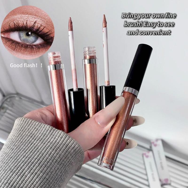 Maquillaje de Sombras de Ojos Líquidas Perladas de 12 Colores Natural Ahumado Plateado Brillante Diamante con Purpurina Sombras Impermeables Duraderas Maquillaje para Ojos