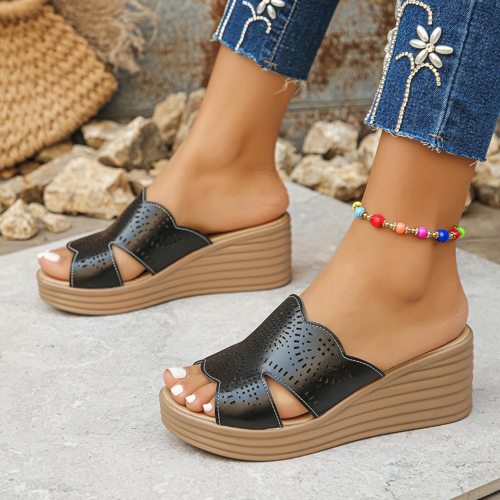 Female Sandals Hemp Wedge Mujer Platform Sandals Summer New Women Wedges Leather Pu Casual Sandale Woman Footwear Slippers