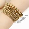 Fashion Jewelry Gold Plated Waterproof Metal Ball High Quality Smooth Diameter 3/4/6/8mm Elastic Stainless Steel Bracelet