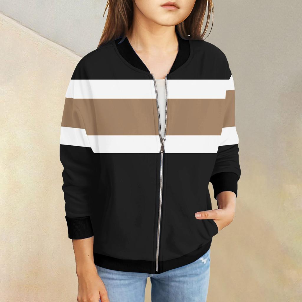 Kızlar Fermuarlı Ceketler Çocuklar Sonbahar Uzun Kollu Sweatshirtler Cepli Dış Giyim 5-15 Yaş