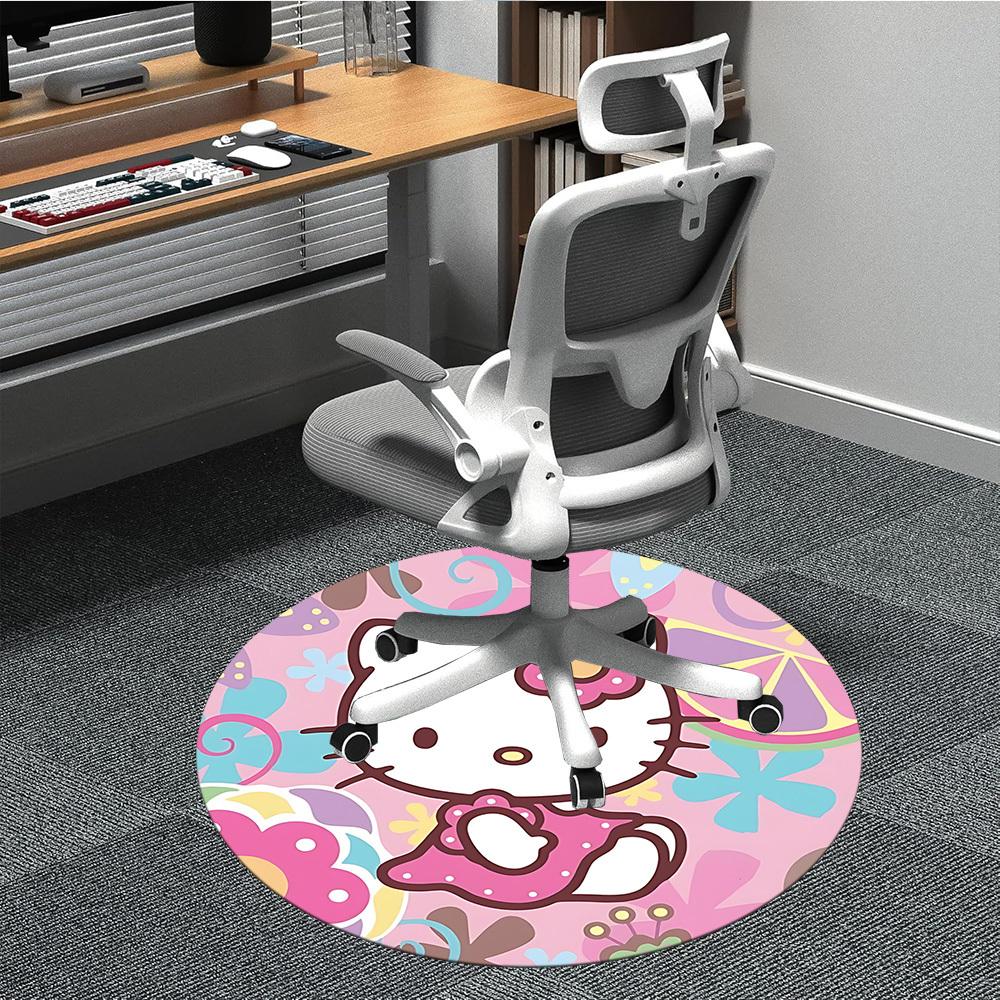 

1pc Hello Kitty Chair Carpet for Office Non-Slip, Soft & Comfortable, Carpet for Office, Gaming, Lightweight Round Floor Mat yy251021042 80cm by 80cm
