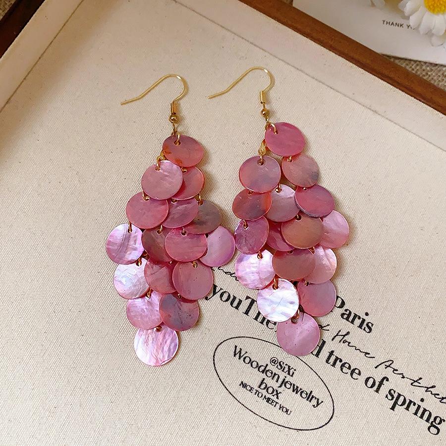 

Серьги-ракушки с бахромой, летние, милые, универсальные, с крючком для ушей, модные, с темпераментом, универсальные, с высоким чувством стиля, женские