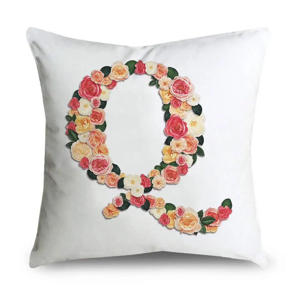 Pillow Home Decor Chair Pillowcase Wedding Decoration Cushion Cover Pink Flower Letter Sofa Car