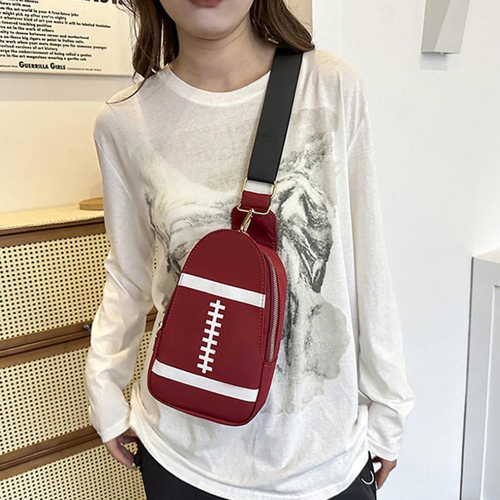 

Rugby Baseball Sling Bag Leisure Fanny Pack Fashion Sports Nylon Chest Bag Sport Player Green Baseball
