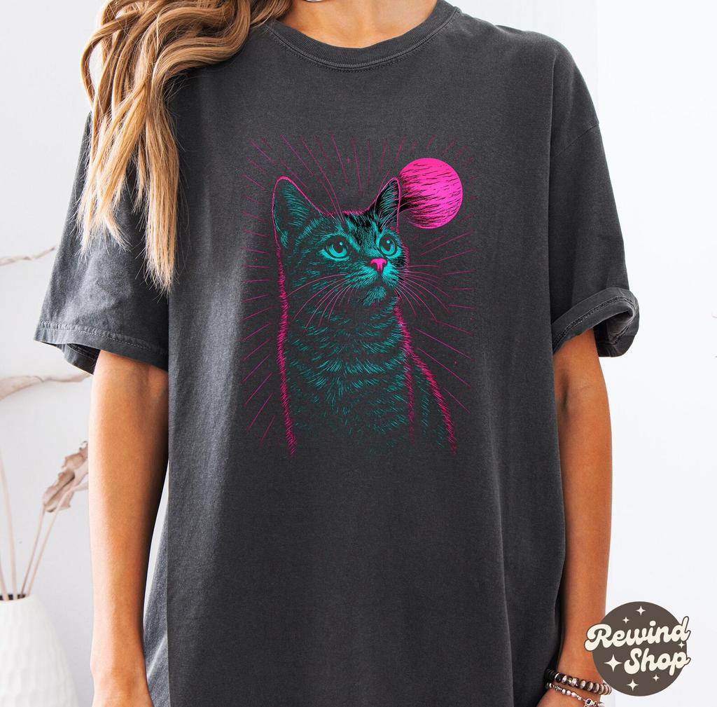 Psychedelic Cat Shirt, Trippy Comfort Colors Tshirt, Y2K Shirts, Weirdcore Gift for Him