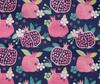 oneOone Cotton Flex Dark Blue Fabric Pomegranate Sewing Material Print Fabric By The Yard 40 Inch