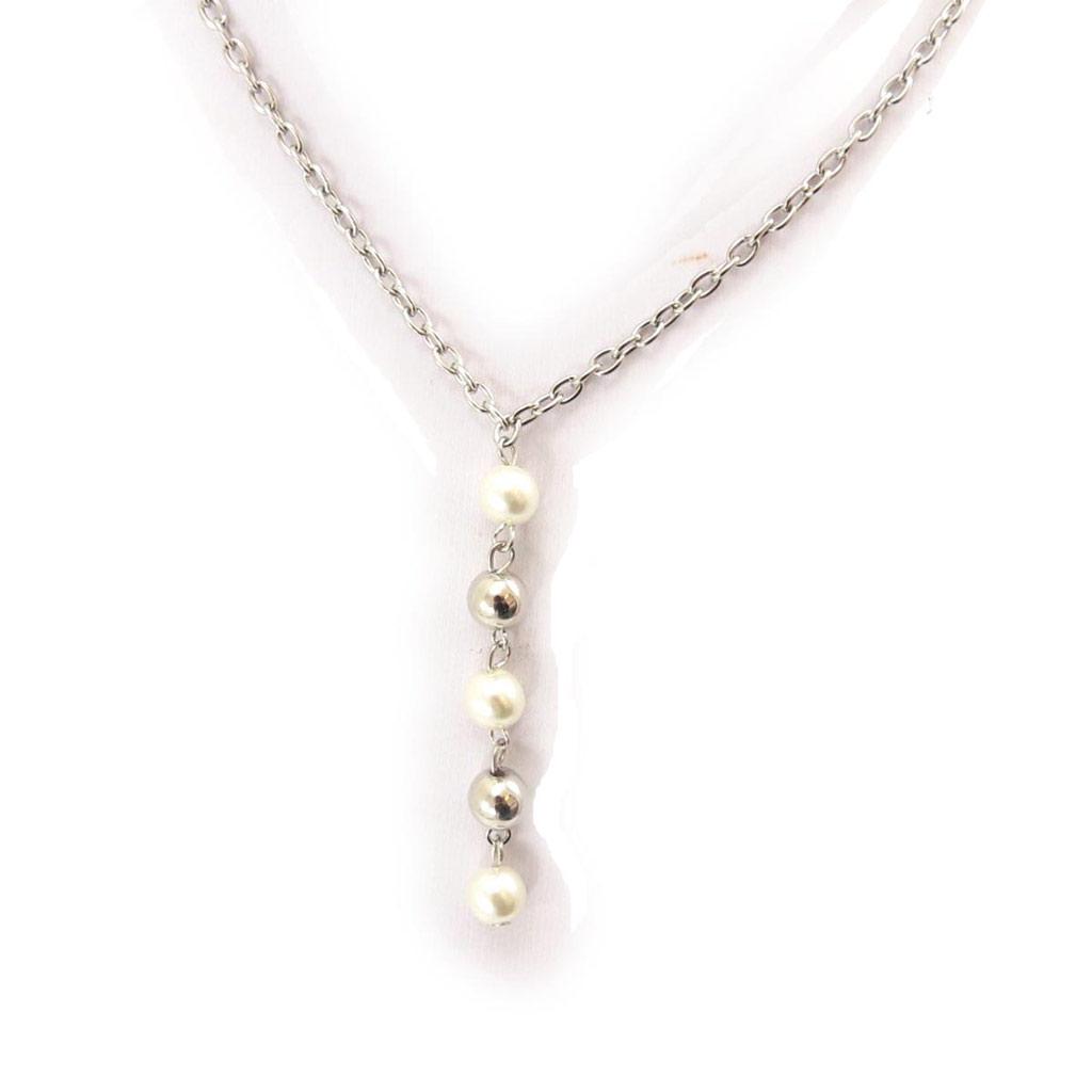Les Trésors De Lily [J7777] - Silver Ivory 'Perla' Necklace