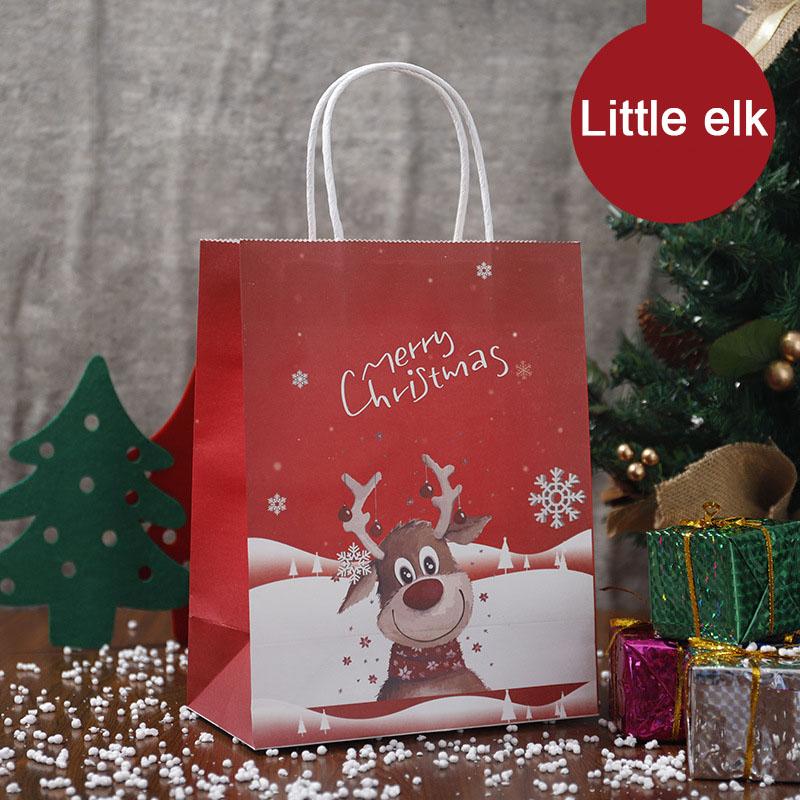 Christmas Kraft Paper Bag Cartoon Candy Packaging Bag Christmas Eve Gift Handbag Santa Claus Snowman Gift Portable Paper Bags