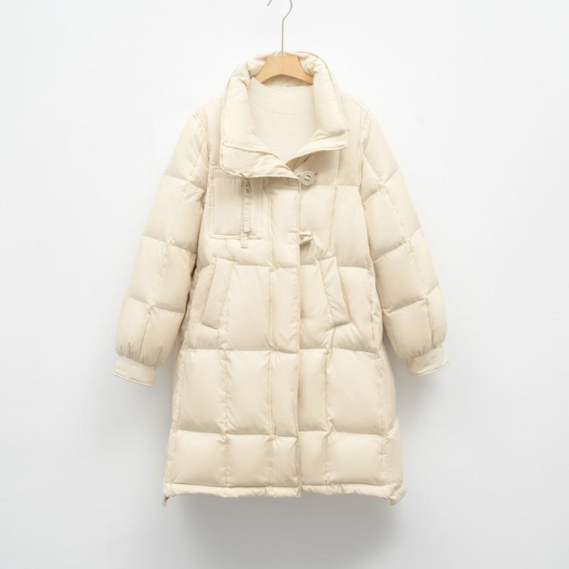 White Duck Down Solid Color Hooded Down Jacket Women's Loose New Winter Long Thickened Coat Tide