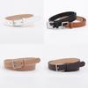 Minimalist Womens Pu Belt With Gold Alloy Buckle For Casual And Office Wear