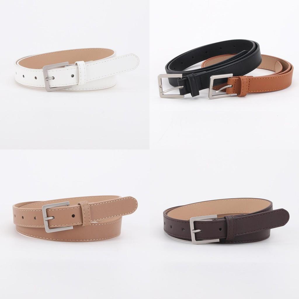 Minimalist Womens Pu Belt With Gold Alloy Buckle For Casual And Office Wear
