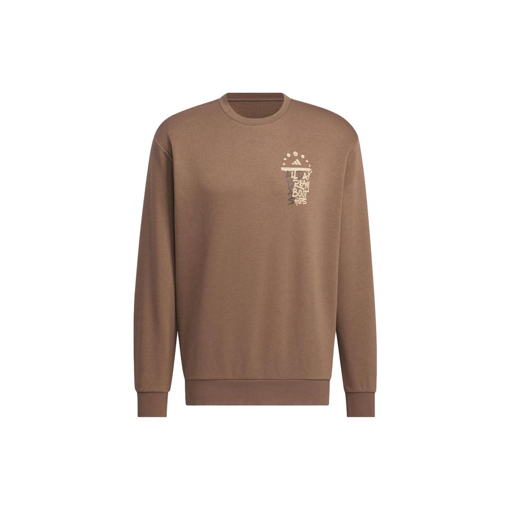 Adidas Crew Neck Sports Casual Pullover Long Sleeve Sweatshirt Men Sweatshirt Rock-Deep-Earth-Brown IX4911