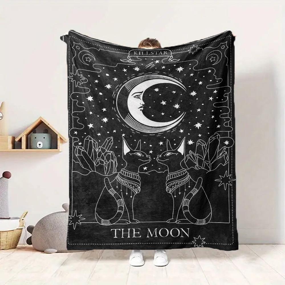 Moon Cats Flannel Blanket Throw Blanket Soft Warm Sofa Bed Camping Car home Decor Unique Christmas Gift C930108