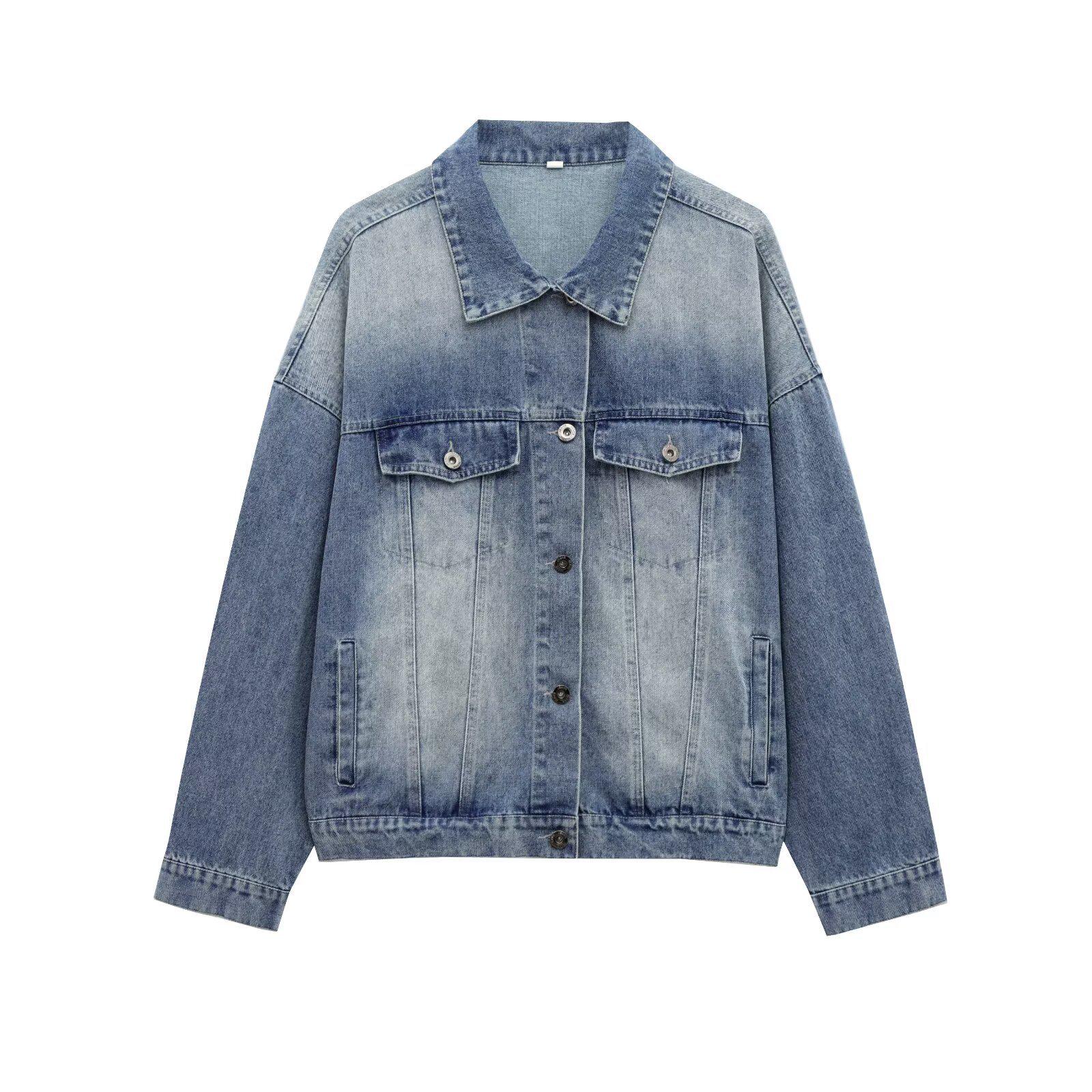 

Весенняя женская куртка с градиентом и длинным рукавом 2025 - Европейско-американский стиль, модная и универсальная. XS синий