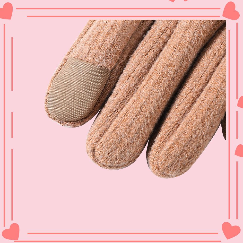 Women's Warm Gloves Touch Screen Wind proof and Cold Riding Korean Version Cute Student Plus Velvet Thickened Autumn and Winter Gloves