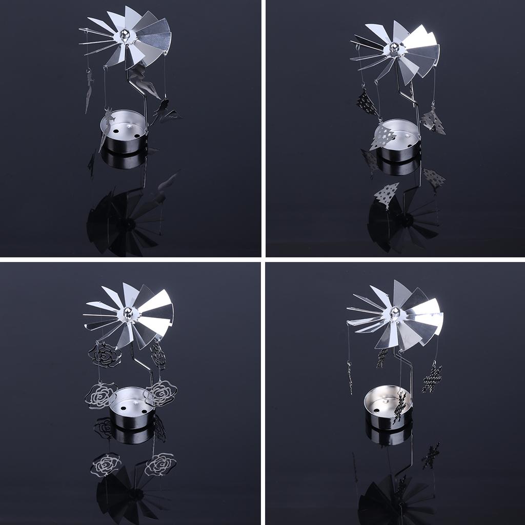 Romantic Candlestick Rotating Spinning Tea Light Candle Holders Home Dinner Wedding Bar Party Decoration Christmas Gift