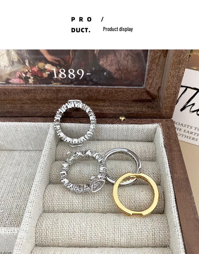 Luxury Zircon Ring: European & American Detachable Two-Way Wear for Women