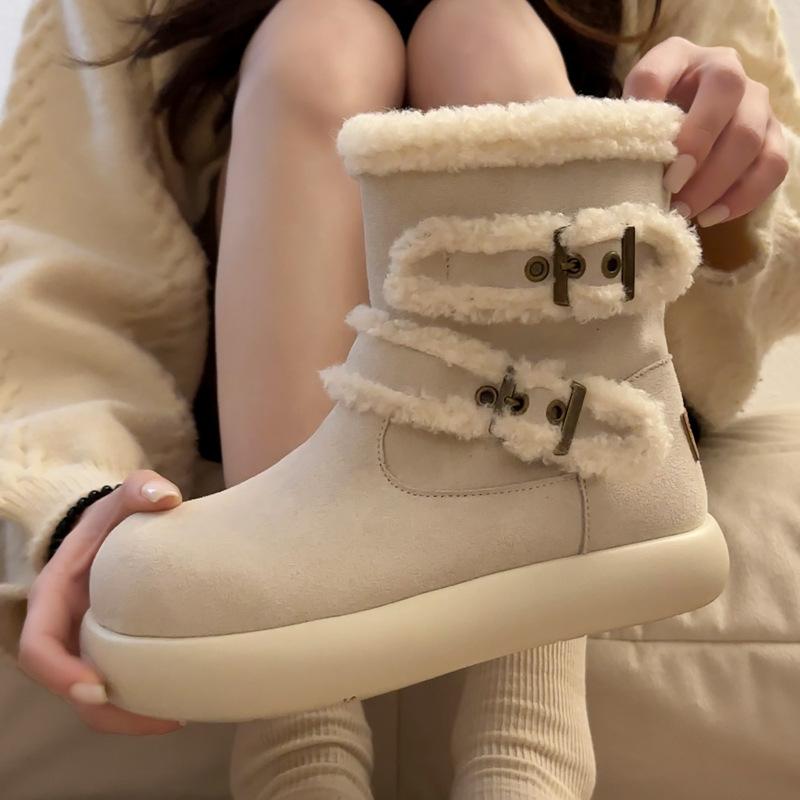 

Women s winter warm cold padded lining snow boots thick bottom heightening non-slip wear-resistant outdoor leisure sports cotton boots 40