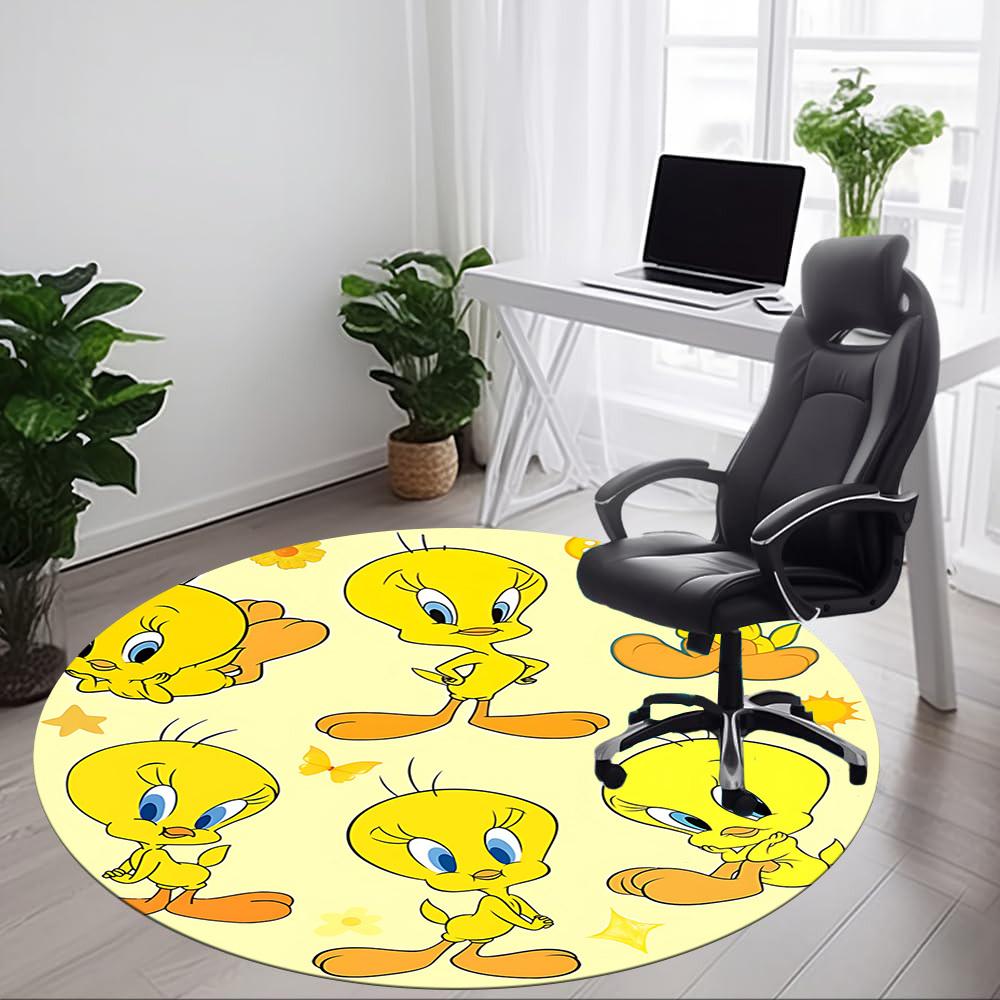 1pc Looney Tunes Tweety Bird Office Round Area Rug, Under Office Chairs Bedroom Living Room Home Decor a1022360